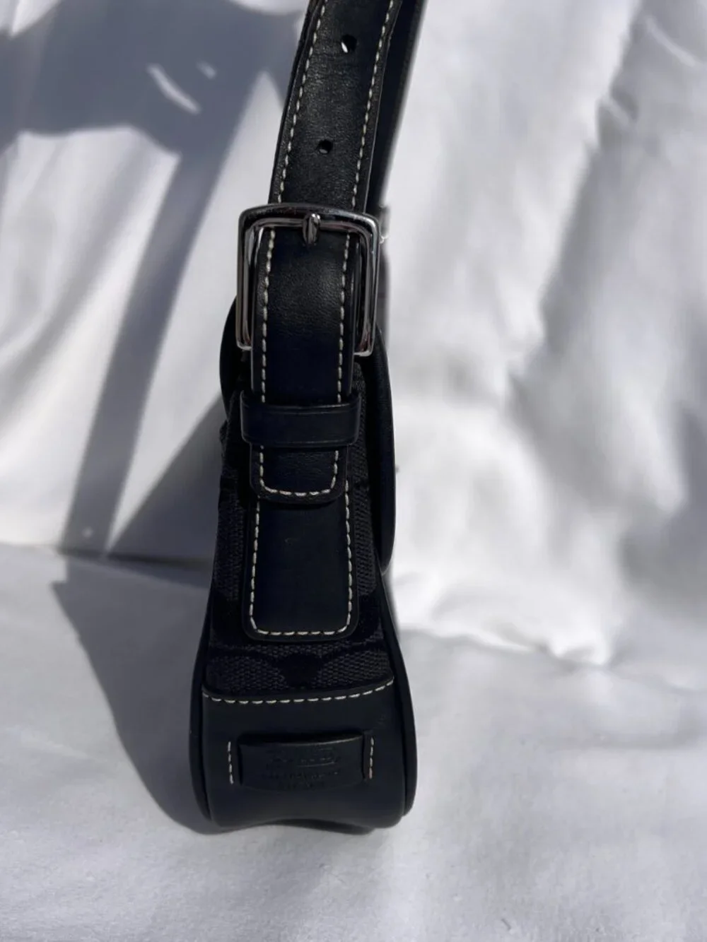 Coach Black Jacquard Monogram Canvas Shoulder Bag 6095